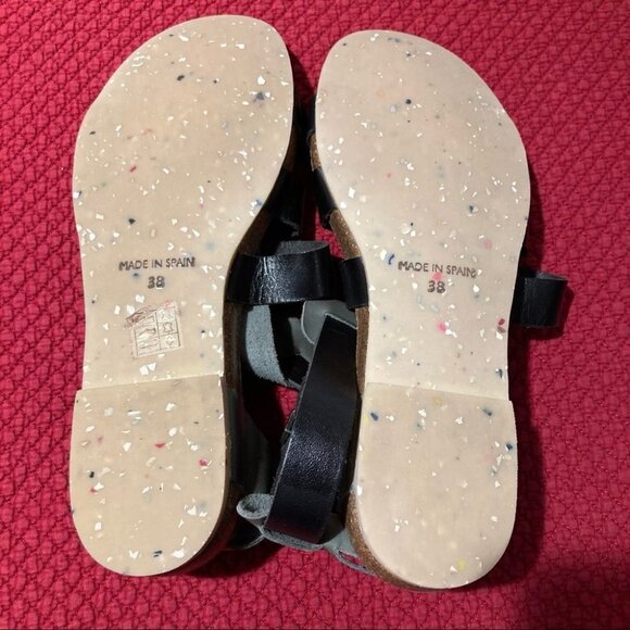 JONNY’S Sz 38 Made In Spain Gladiator Strappy Leather Teal Black  Sandals - Picture 4 of 6